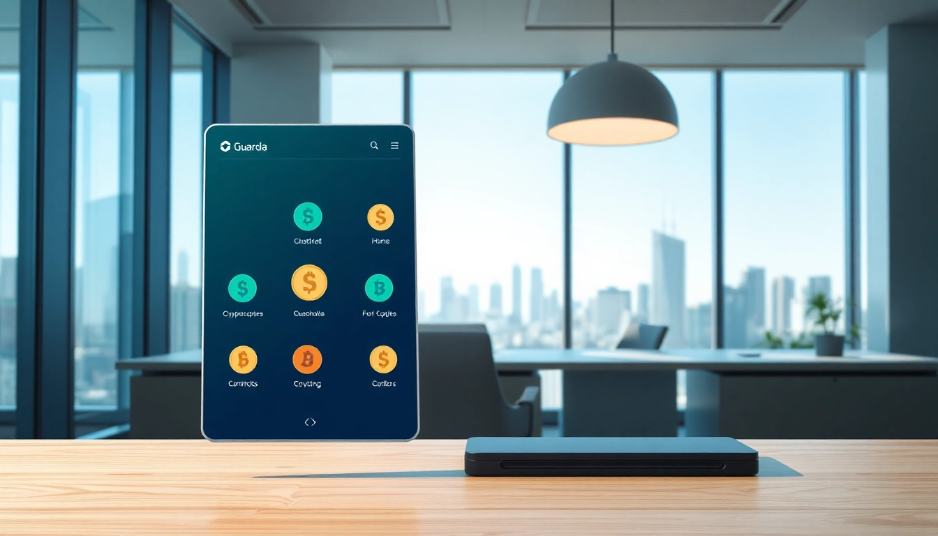 View the user-friendly features of the guarda wallet in a professional office setting.