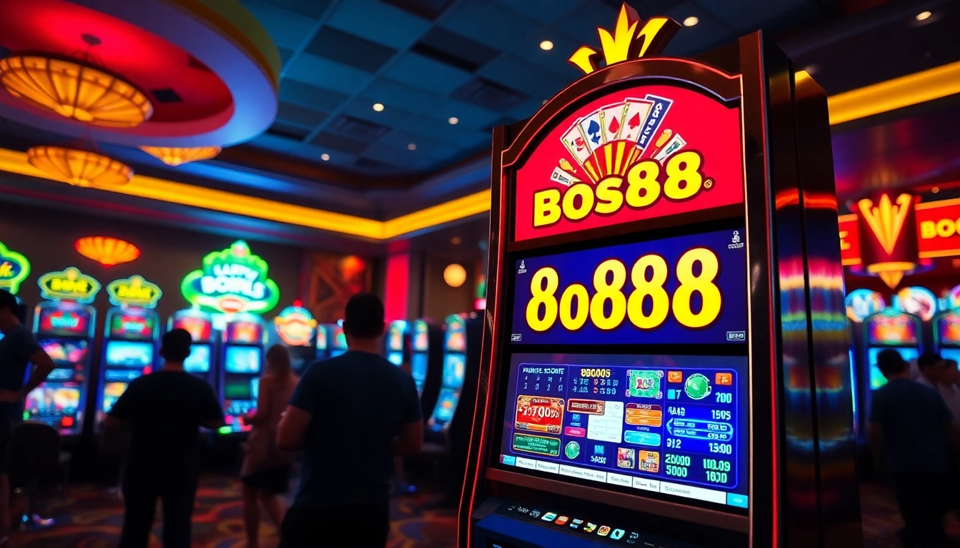Menangkan permainan bos88 slot dengan penuh semangat di lantai kasino yang cerah.
