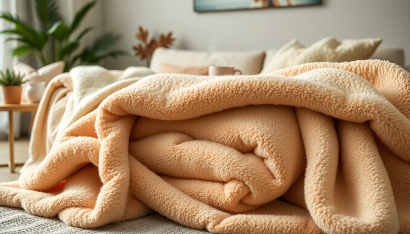 Bekijk fleece stof in een gezellige setting met een warme sfeer en comfortabele texturen.