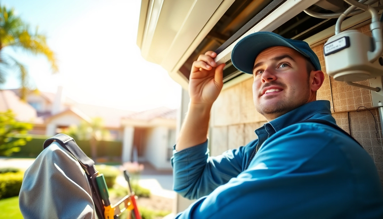 Technician performing ac repair glendale az in a well-maintained suburban setting.